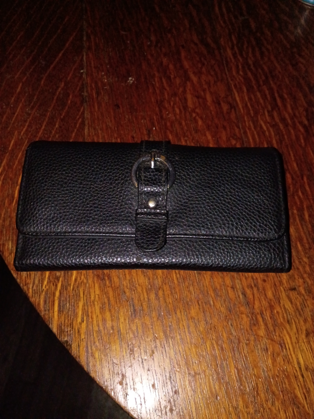 Black Leather Buckle Wallet - Women Accessories